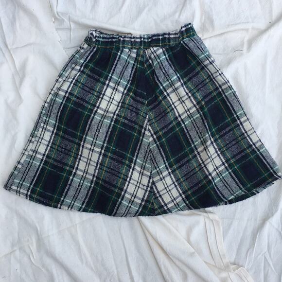 Vintage Green and White Plaid wool blend skirt size 5 - Picture 6 of 6